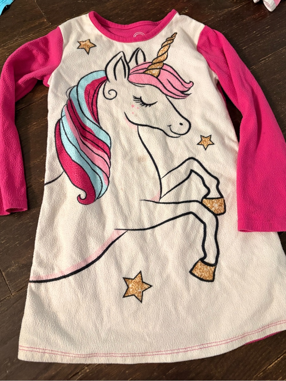 wonder nation Pink & yWhite Unicorn Long Sleeve Nightgown